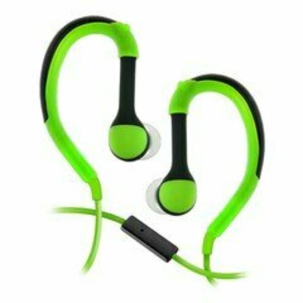 Swe-Tech 3C Flexible In-Ear Buds w/ In-Line Mic, Sports Ear Clip, 3.5mm, Green FWT5002-125GN